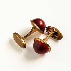 Antique red lucite brass cufflinks vtg jewels
